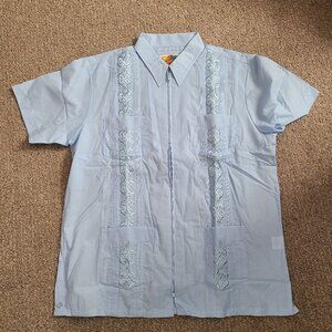 Mens New Light blue Guayabera